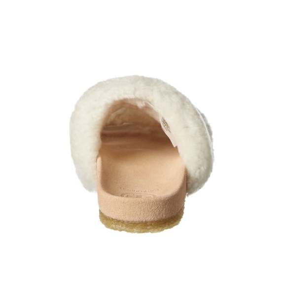 Tory Burch Fur slippers Beige sz 8 Sheldon Shearling Two Band Slide - Picture 12 of 13